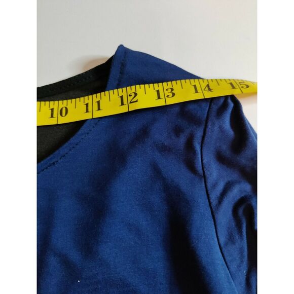 Miin Chico Top Blouse Long Sleeve Scoop Neck Blue Womens Size Small - Picture 7 of 10